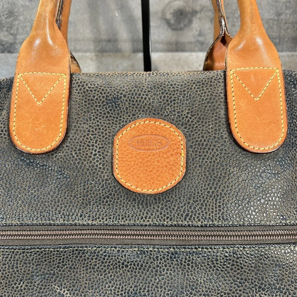 Brics Travel Weekend Bag Pebbled Leather Duffel Made In Italy 24